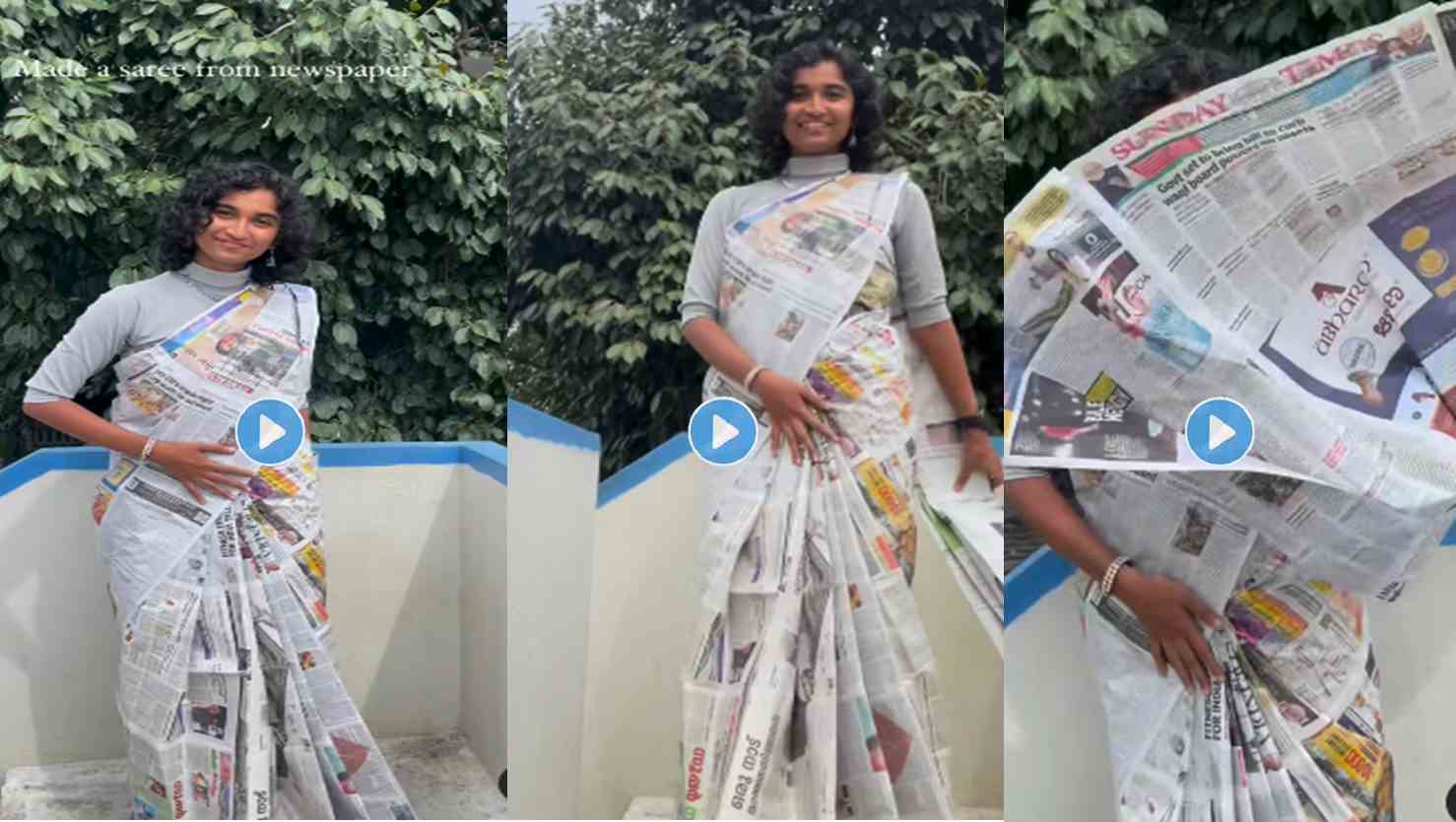 wow a saree made from newspaper